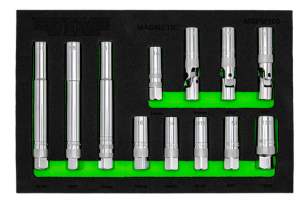VIM Tools MSPM100 12-Piece 3/8" Drive Magnetic Spark Plug Master Set