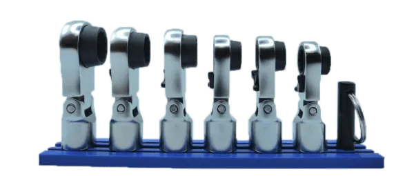 VIM Tools NORA150 6-Piece 12-Point Offset, Flex Head Ratcheting Wrench Attachments (8 - 13mm)