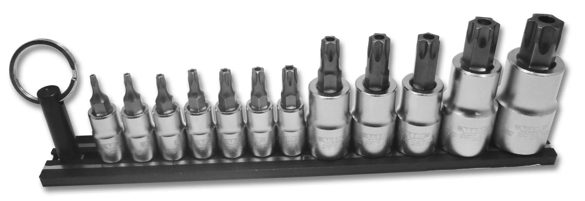 VIM Tools TMS-TRTORX Elite 12-Piece TR Torx Tamper Resistant Set, TR8 through TR60, packaged on Black Magrail