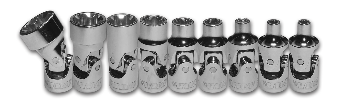 VIM Tools UJET400 Universal Joint E-Torx 1/4" drive Set, Inverted Torx drivers E4 through E16