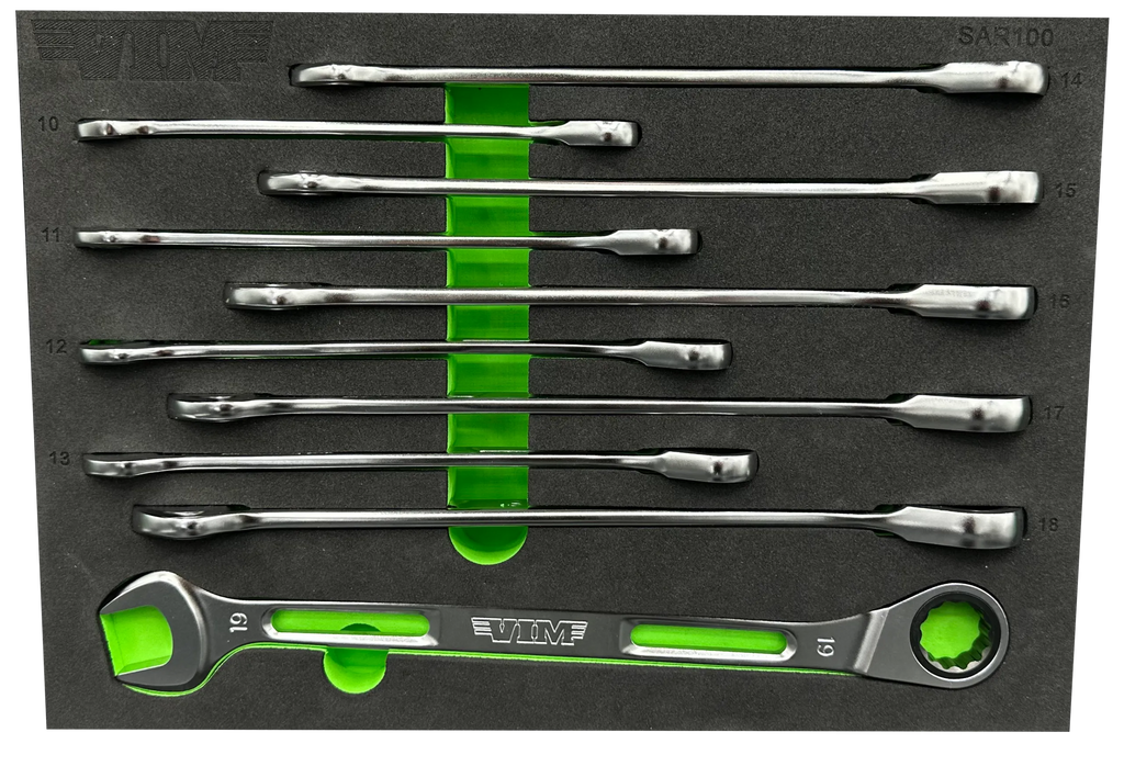 VIM Tools SAR100 10-Piece Slim Angled Ratcheting Wrench Set - Tool Leaks