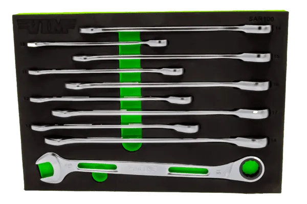 VIM Tools SAR100 10-Piece Slim Angled Ratcheting Wrench Set