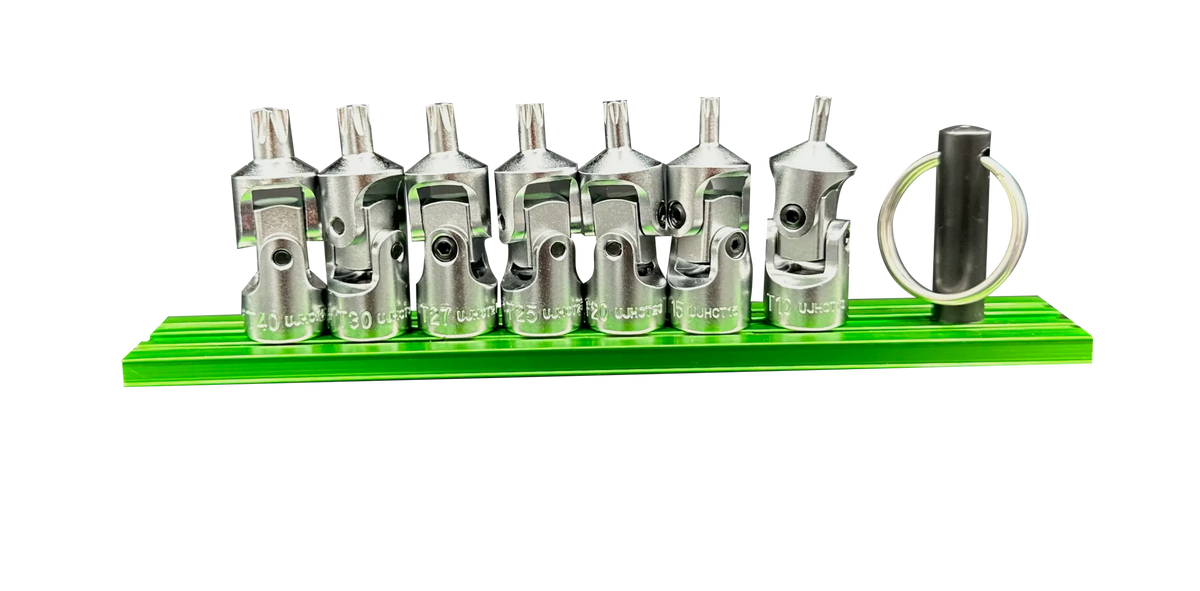 VIM Tools UJHCT1040 Universal Joint Half Cut Torx Set, 7-Piece, T10 through T40, Magrail base